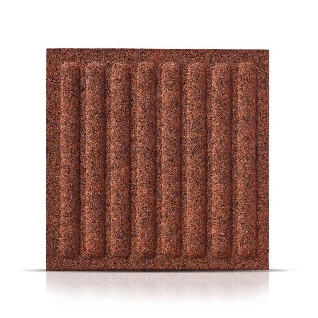 SQUARE RIFT Acoustic 3D Felt Wall Panels on white background RUSTY DecorMania.eu