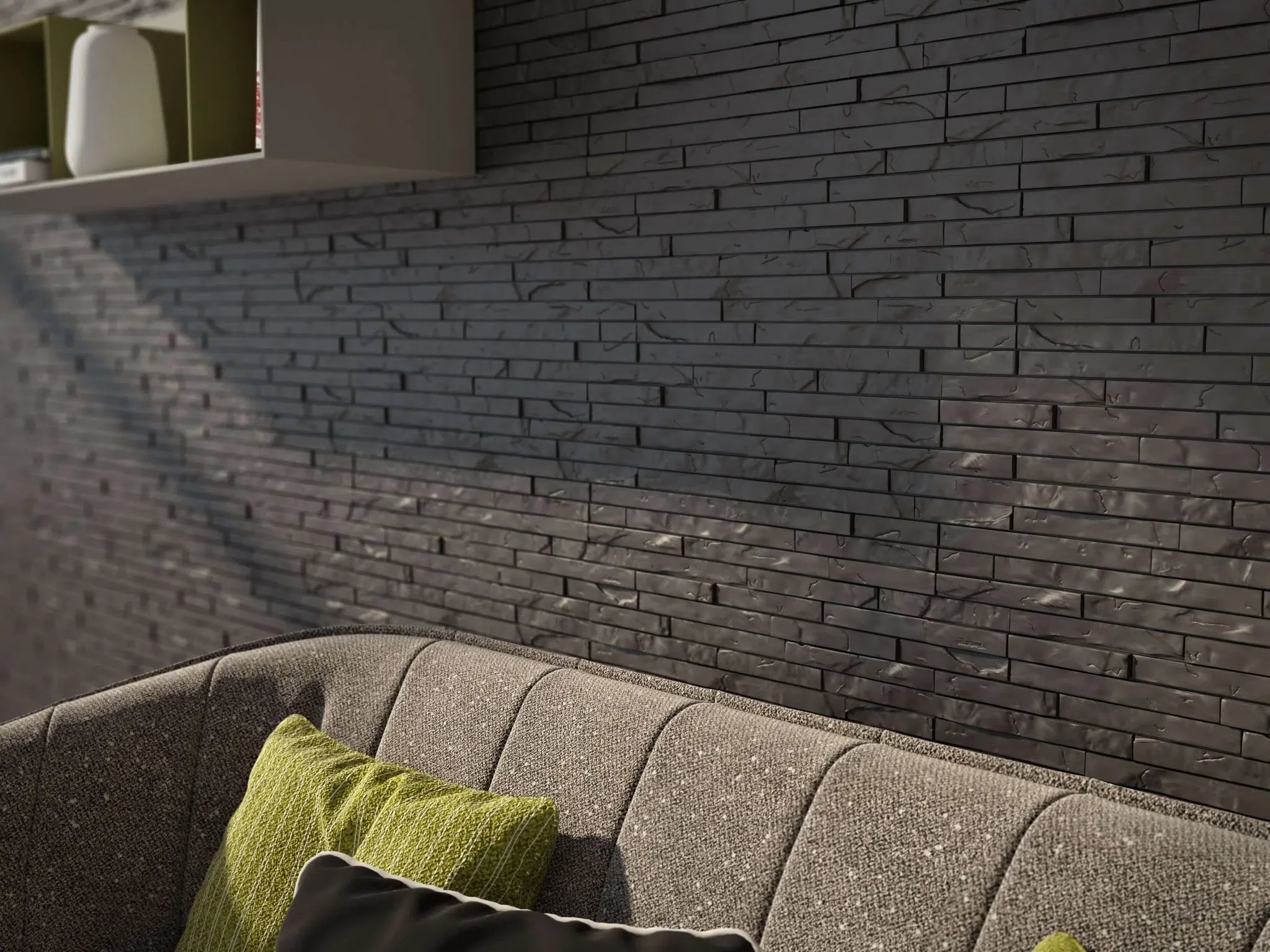 STONE Polystyrene Wall Art – 3D Decorative Panels in grey colour interior DecorMania.eu