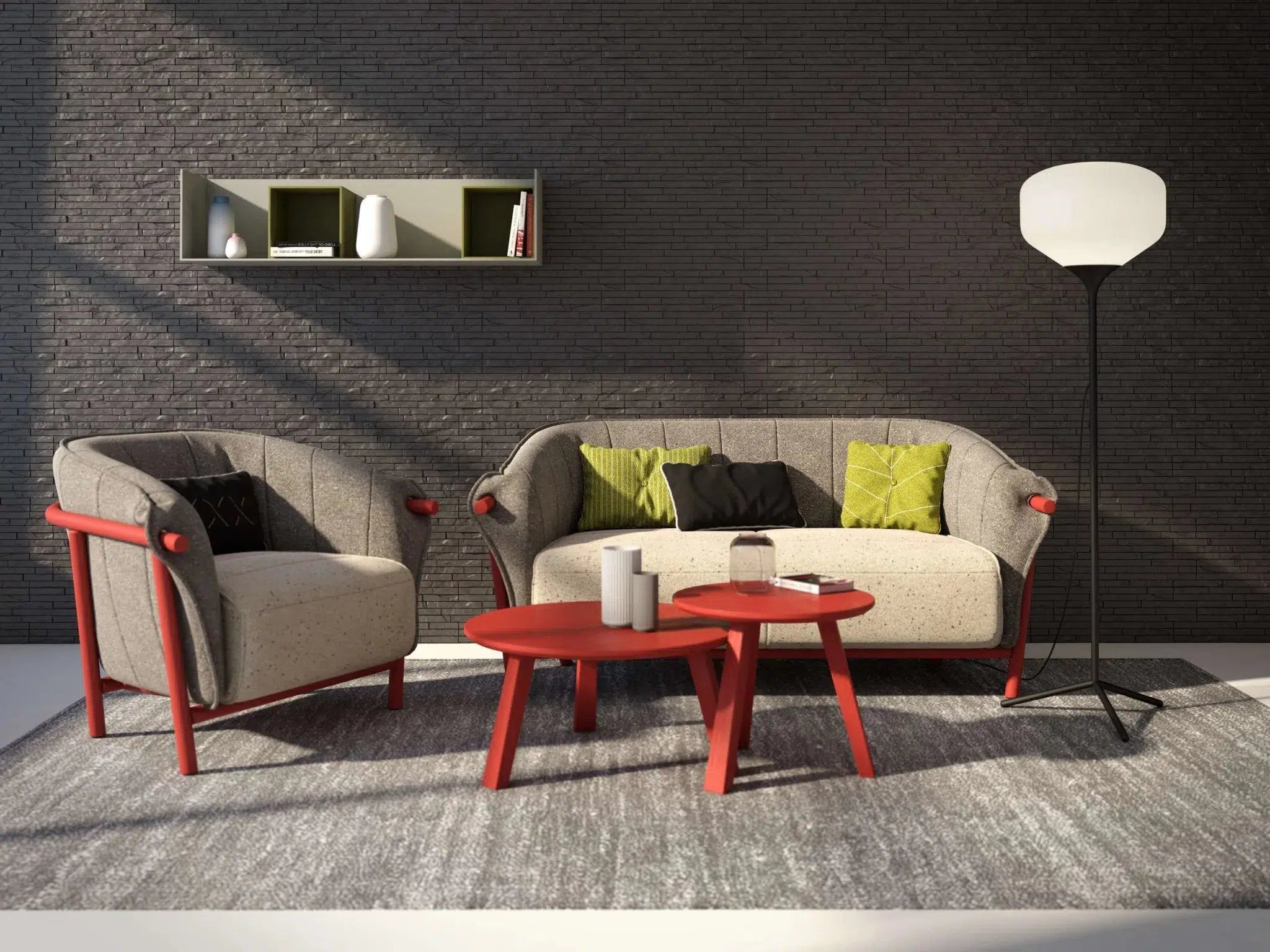 STONE Polystyrene Wall Art – 3D Decorative Panels grey colour living room interior DecorMania.eu