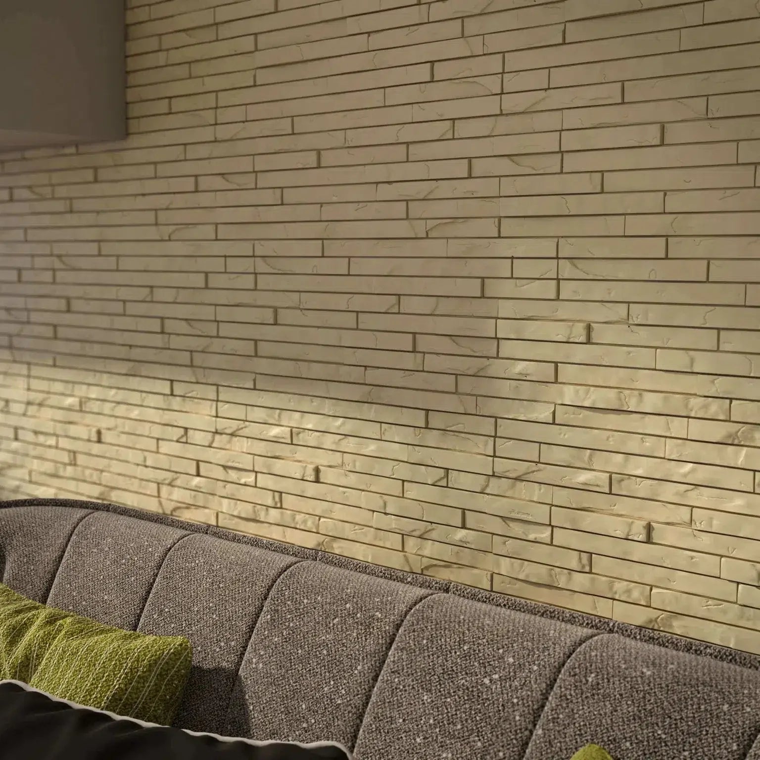 STONE Polystyrene Wall Art – 3D Decorative Panels light yellow living room interior square DecorMania.eu