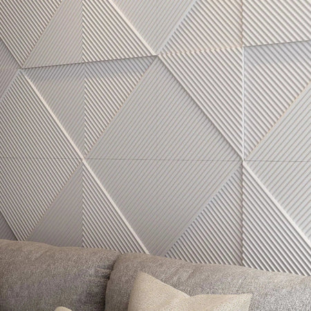 STRIPES 2 Polystyrene Wall Art – 3D Decorative Panels white colour in living room interior DecorMania.eu