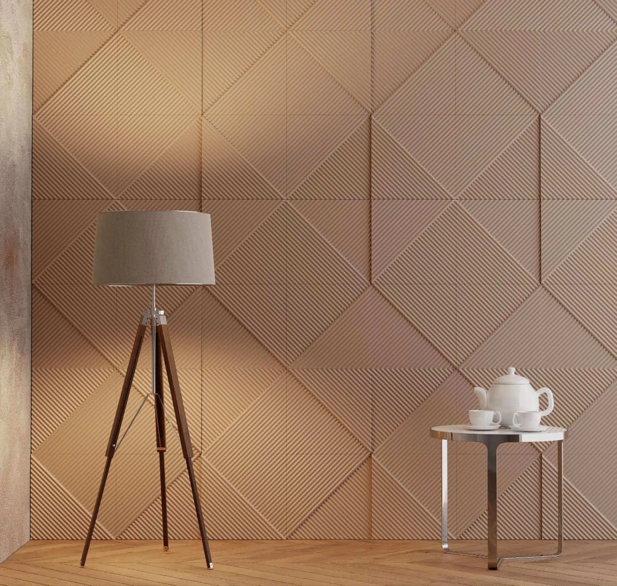 STRIPES 2 Polystyrene Wall Art – 3D Decorative Panels beige colour accent wall interior DecorMania.eu