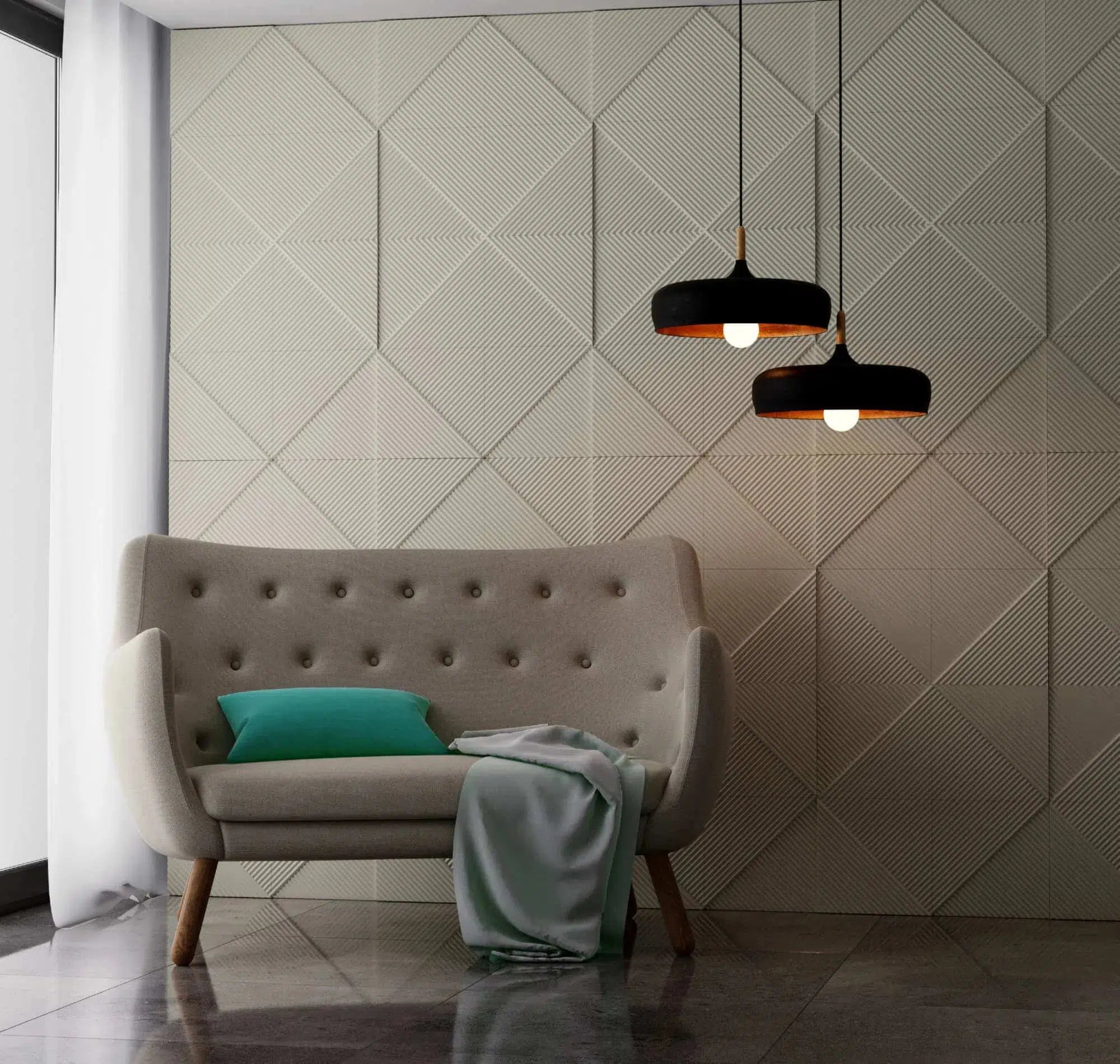 STRIPES 2 Polystyrene Wall Art – 3D Decorative Panels white and grey colour interior DecorMania.eu