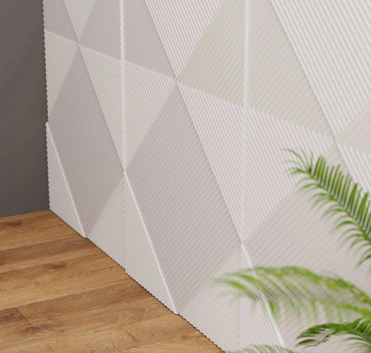 STRIPES 2 Polystyrene Wall Art – 3D Decorative Panels white colour accent textured wall closeup DecorMania.eu