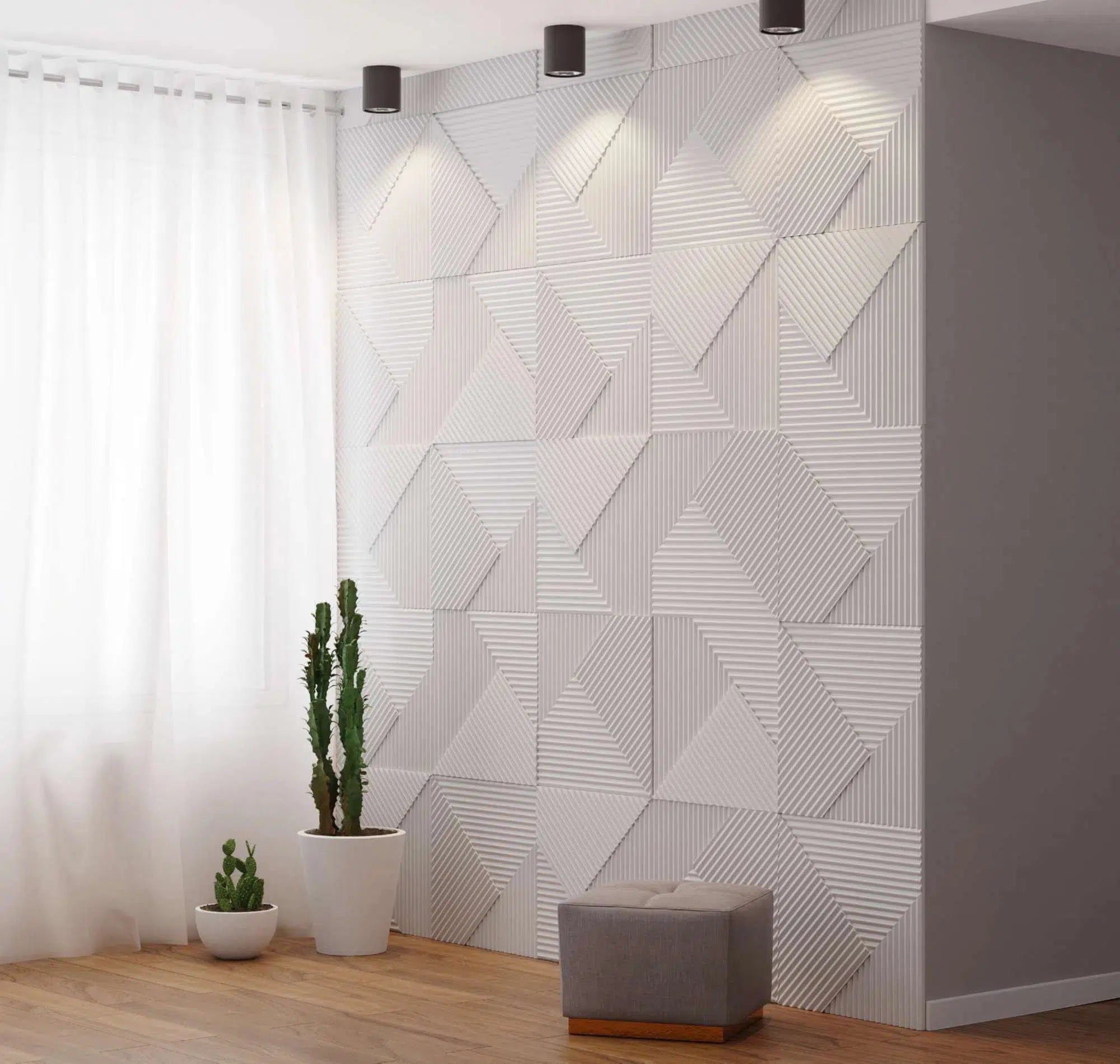 STRIPES Polystyrene Wall Art – 3D Decorative Panels in white colour interior DecorMania.eu