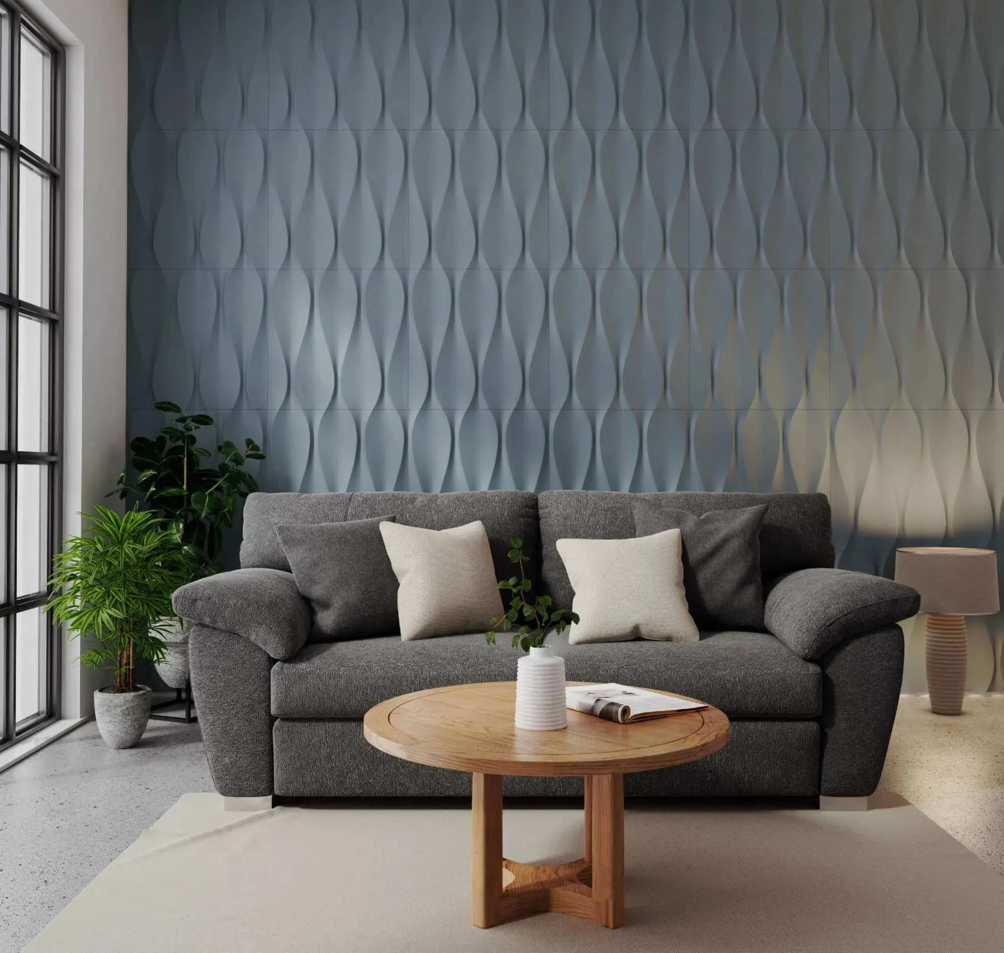 SANDGLASS Polystyrene Wall Art – 3D Decorative Panels in living room interior DecorMania.eu
