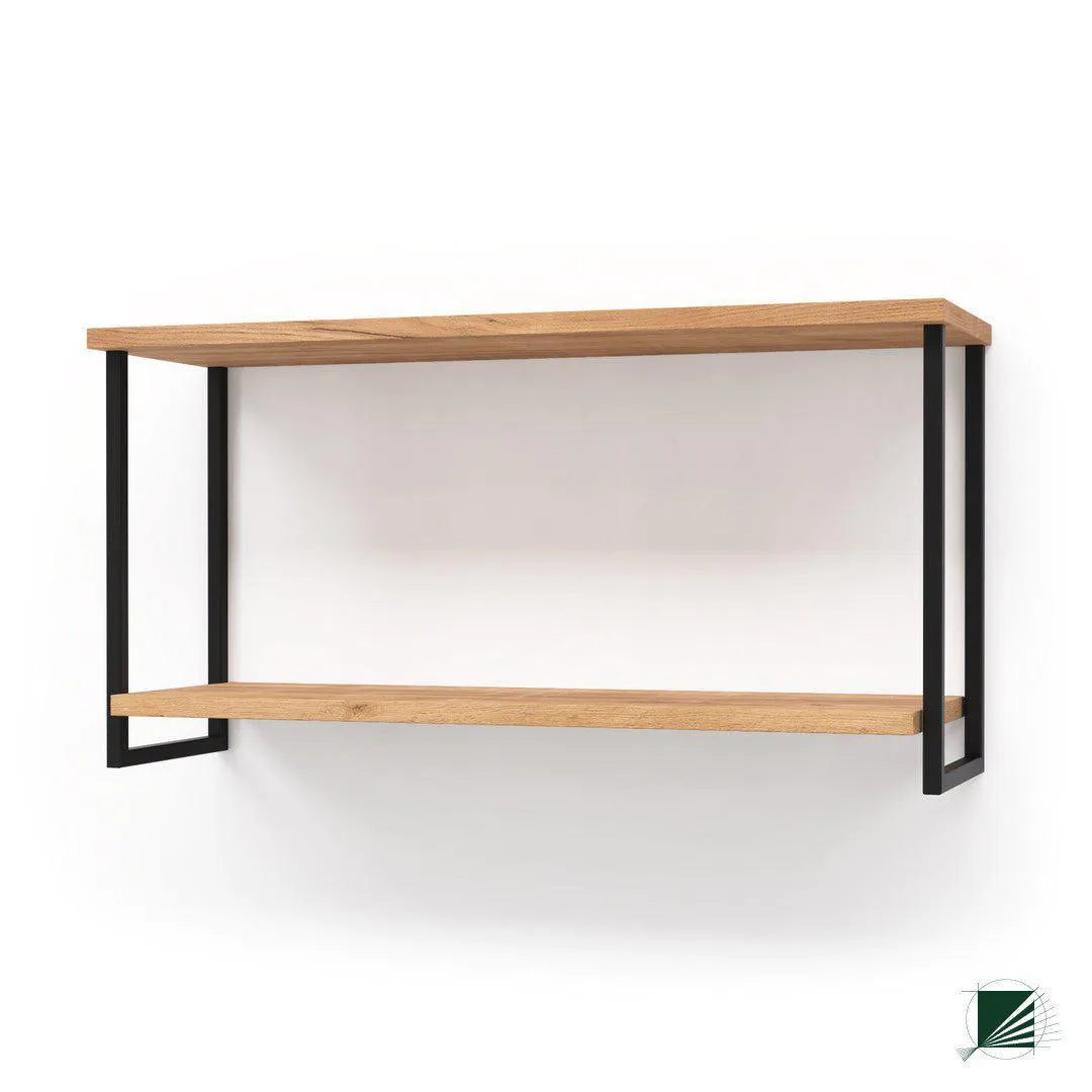 Shelve LOFT Oak Black on white background DecorMania.eu