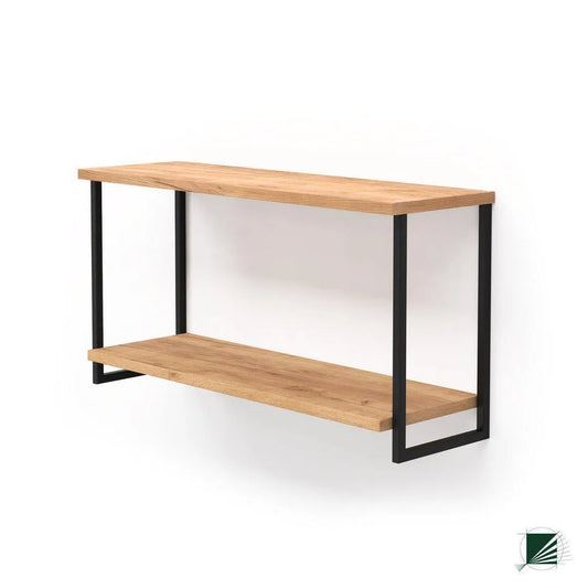 Shelve LOFT Oak Black on white background DecorMania.eu