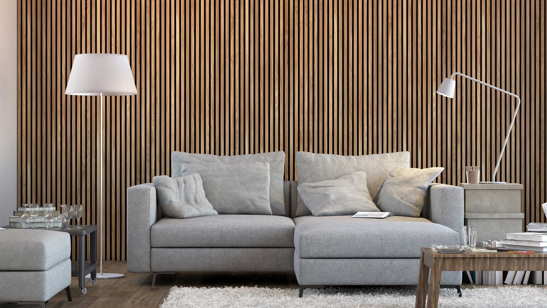 Acoustic Slat wall panels on felt - 240 x 60cm - DecorMania