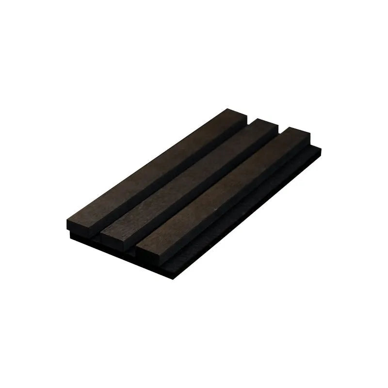 Smoked Oak Wood Slat Wall Panelling – 280x60 cm on white background DecorMania.eu