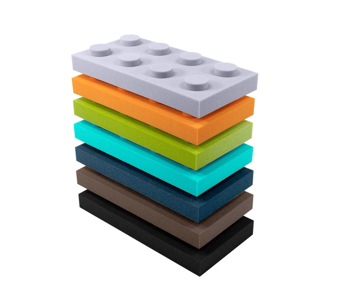 Soft Foam Wall Panels - BUILDING BLOCKS For Kids 25x75 stack on white background DecorMania EU