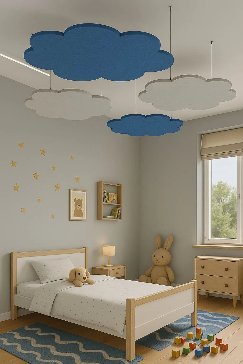 Suspended Ceiling Panels - Acoustic Felt CLOUD L  in childrens bedroom interior Decormania EU