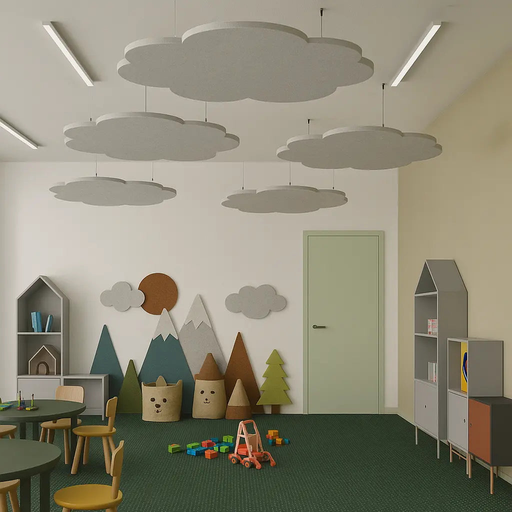 Suspended Ceiling Panels - Acoustic Felt CLOUD L in playroom interior Decormania EU