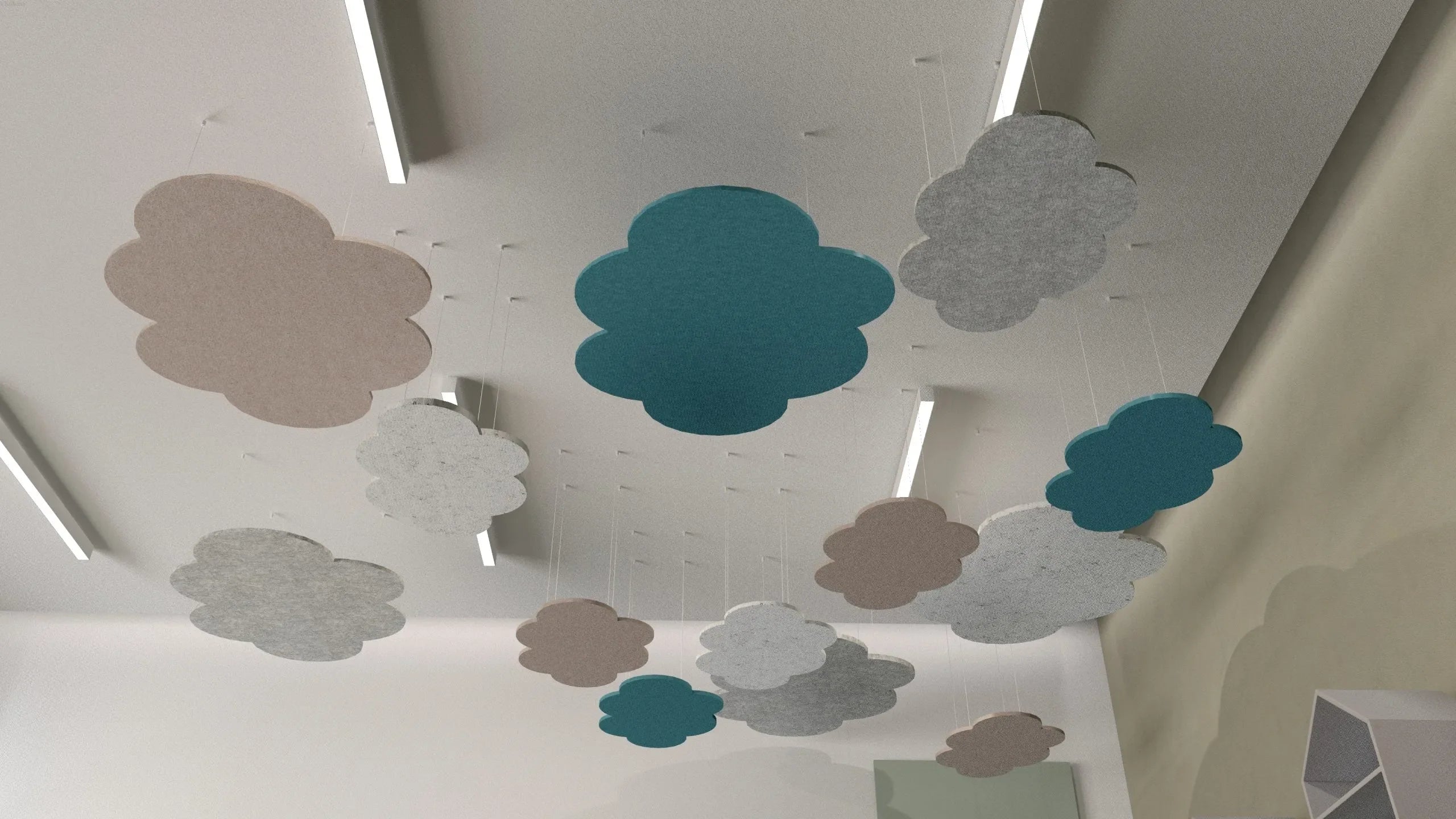 Suspended Ceiling Panels - Acoustic Felt CLOUD on Ceiling Composition Decormania EU