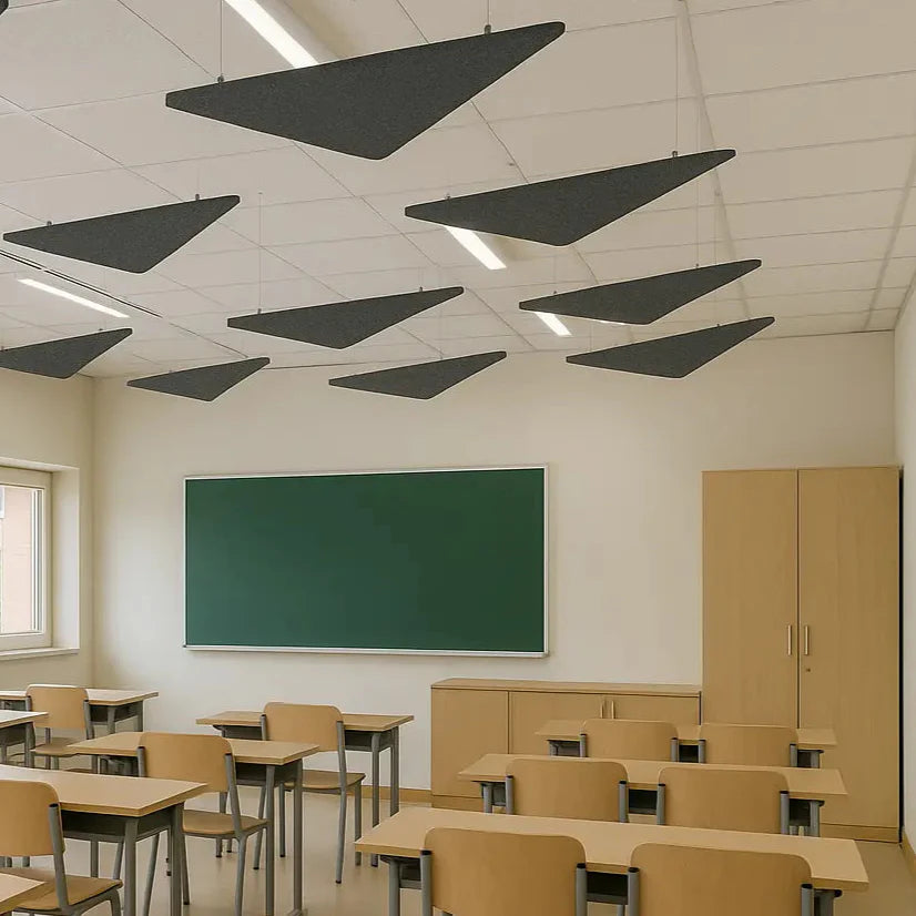 Suspended Ceiling Panels - Acoustic Felt TRIANGLE in classroom interior Decormania EU