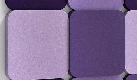 TELE L Soft Acoustic Wall Panel purple composition closeup Decormania.eu