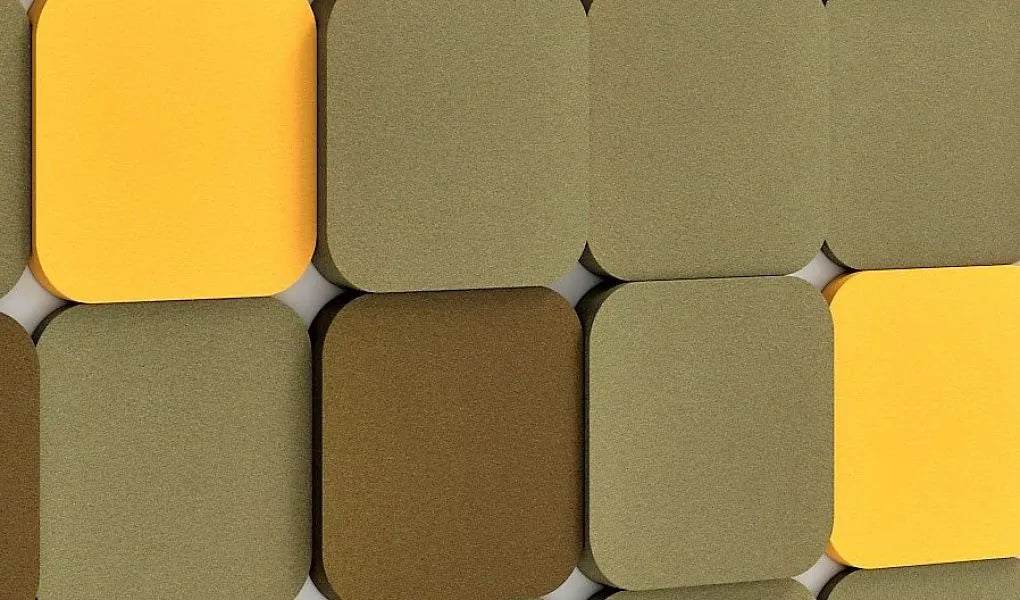 TELE M Soft Acoustic Wall Panel olive and brown composition DecorMania.eu