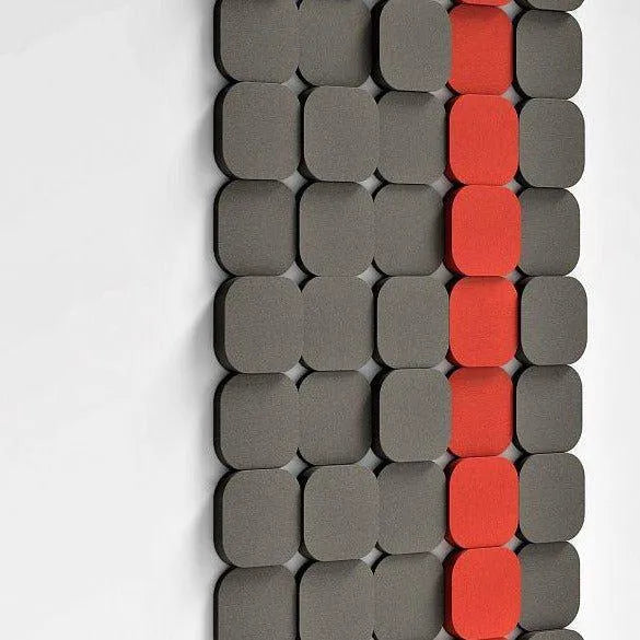 TELE S Soft Acoustic Wall Panel red and grey composition od white background DecorMania.eu