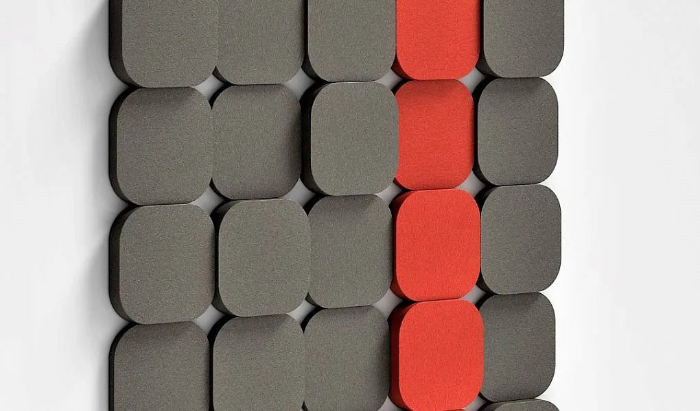 TELE S Soft Acoustic Wall Panel red and grey composition DecorMania.eu