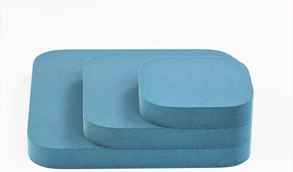 TELE S Soft Acoustic Wall Panel stack of blue panels DecorMania.eu
