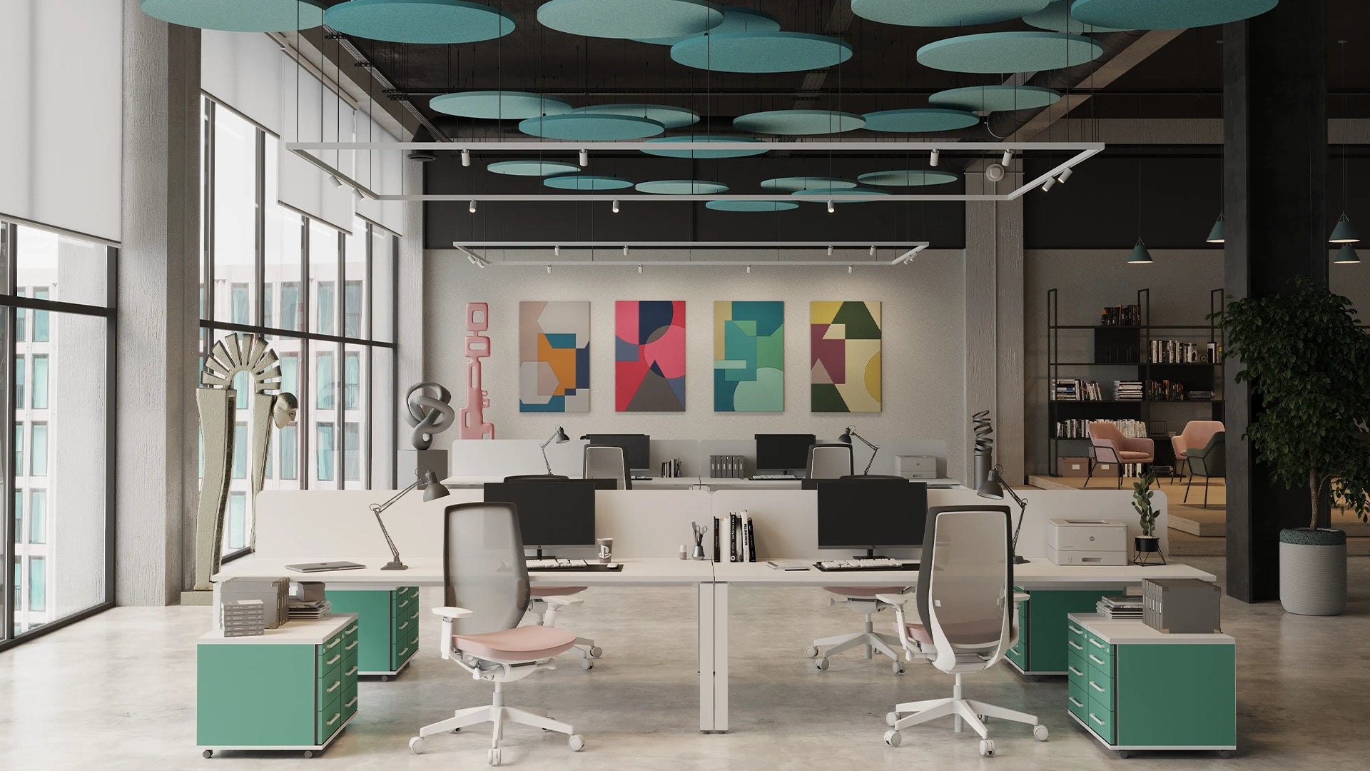Dot AIR Acoustic Suspended Ceiling Panel in office interior Decormania.eu