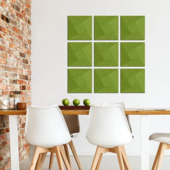 TWIST 3D Acoustic Felt Wall Panels OLIVE in living room interior cropped DecorMania.eu