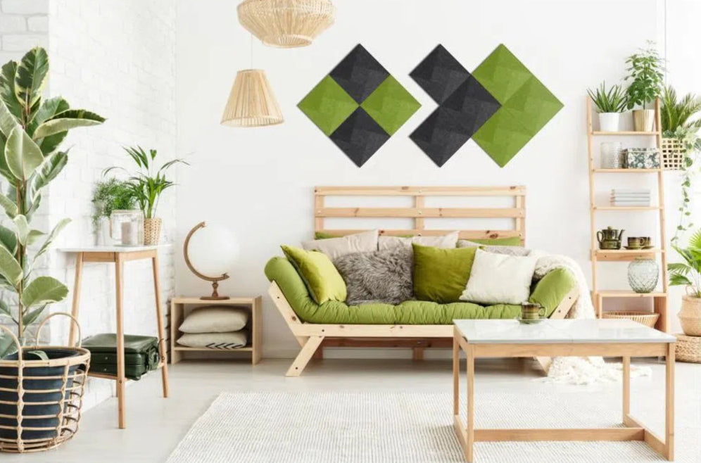 TWIST Acoustic 3D Felt Wall Panels BLACK decor in living room interior DecorMania.eu
