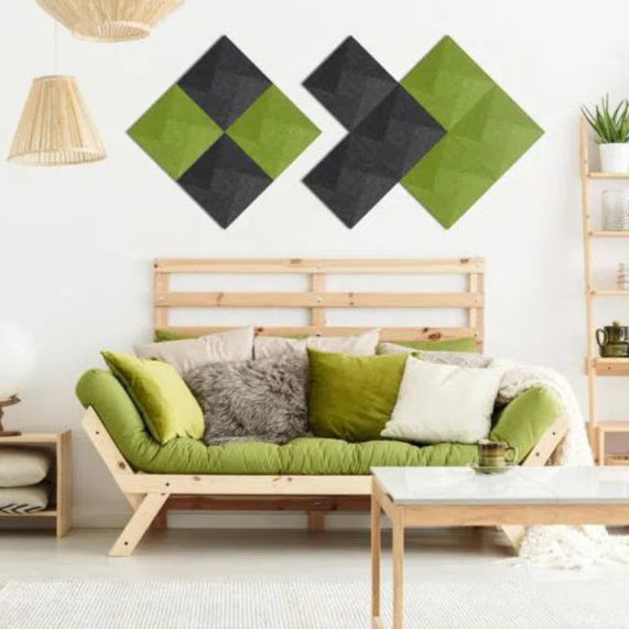 TWIST Acoustic 3D Felt Wall Panels BLACK decor in living room interior DecorMania.eu cropped