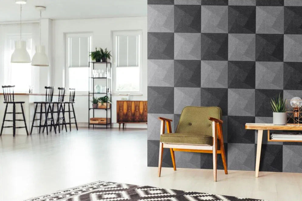 TWIST Acoustic 3D Felt Wall Panels accent wall in living room interior Decormania.eu