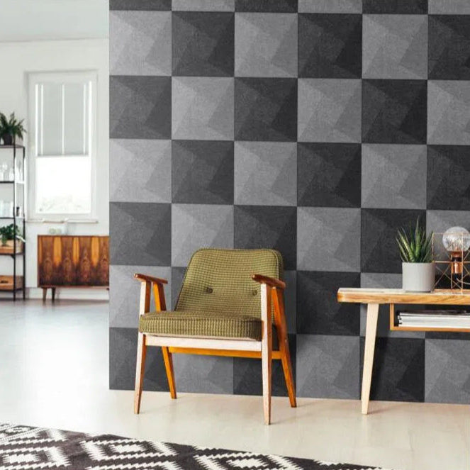TWIST Acoustic 3D Felt Wall Panels accent wall in living room interior Decormania.eu cropped