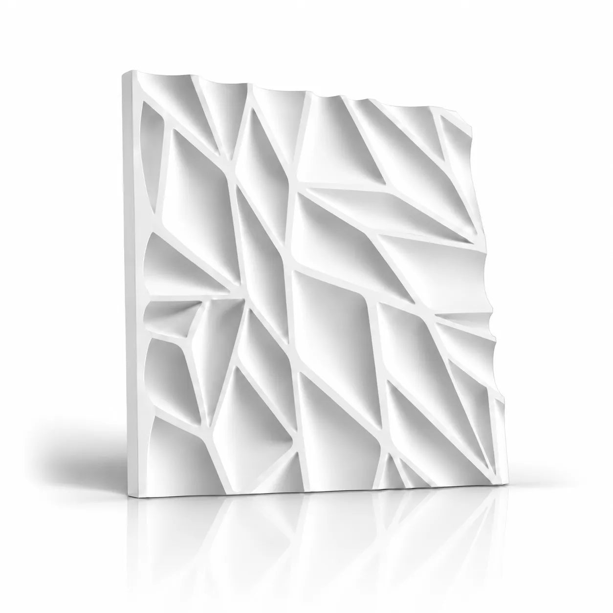 Thornwood hvid 3D-vægpanel i gips med geometrisk teksturmønster på en hvid baggrund