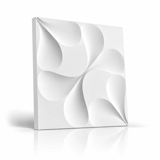 Panneau mural 3D en plâtre White Tree 50 x 50 cm avec relief organique sculptural sur fond blanc