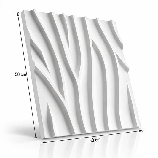 Tree gipsen 3D-wandpaneel 50 x 50 cm met aangegeven breedte- en hoogtematen
