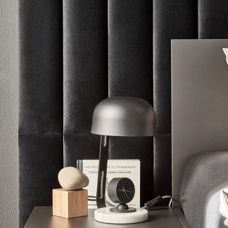 Upholstered Cushioned Wall Panels 60x15 cm dark panels in bedroom interior DecorMania.eu
