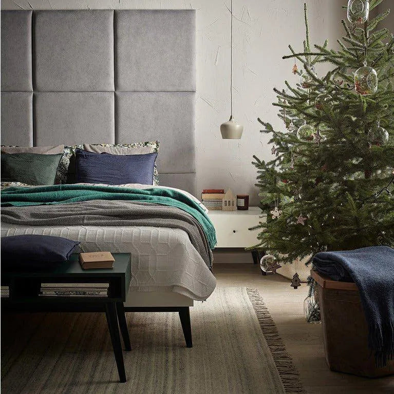 Upholstered Cushioned Wall Panels 60x60 cm in bedroom interior 