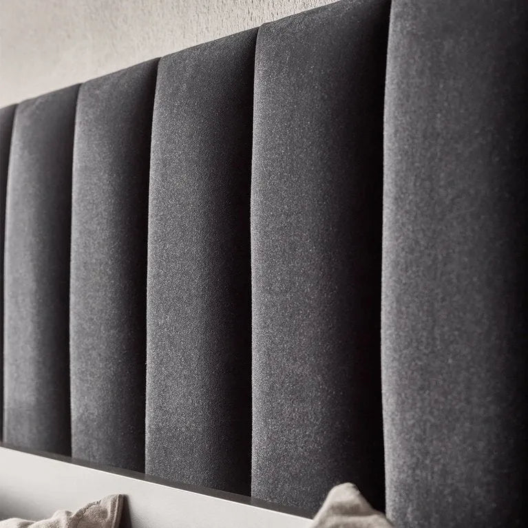 Upholstered Wall Panels 60x15 cm black panels on white background DecorMania.eu