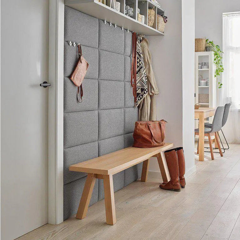 Upholstered Wall Panels 60x30 cm in hallway interior combined with wood DecorMania.eu