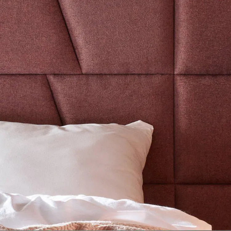 Upholstered Wall Panels GEO 30x35 cm behind bed closeup DecorMania.eu