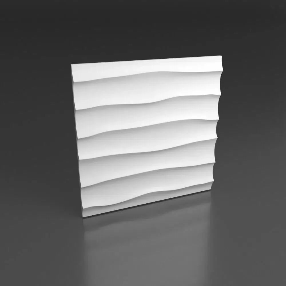 WAVES Polystyrene Wall Art – 3D Decorative Panels on grey colour background DecorMania.eu