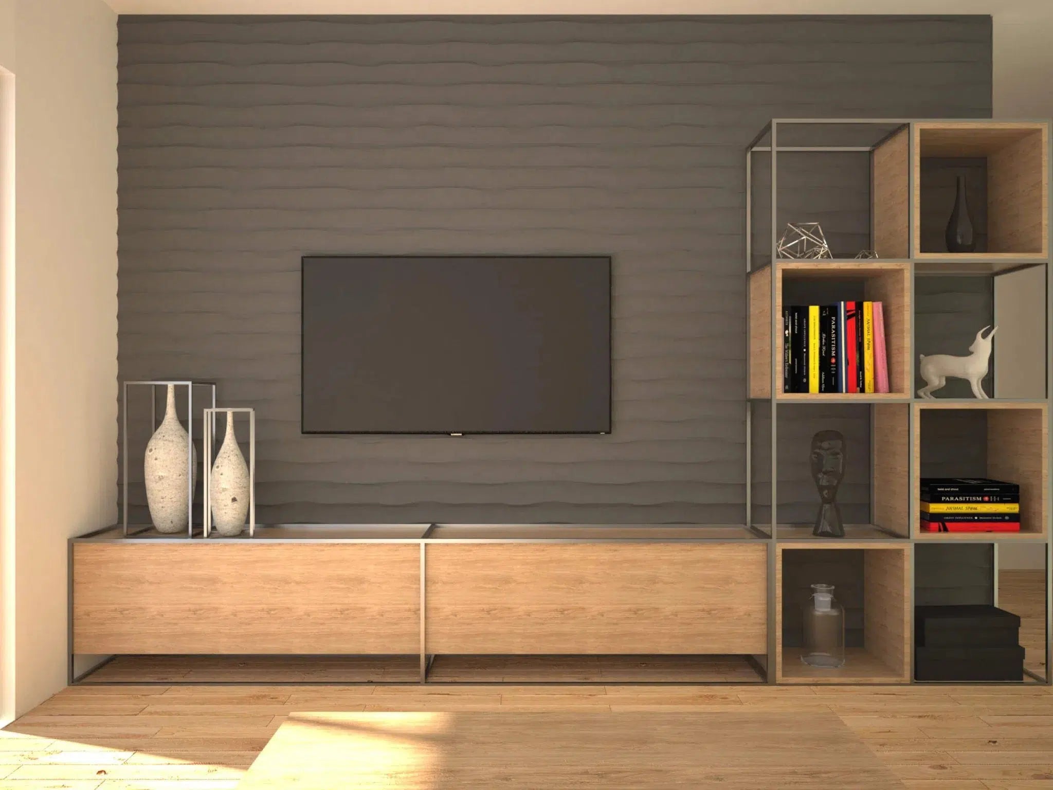 WAVES Polystyrene Wall Art – 3D Decorative Panels in living room interior DecorMania.eu