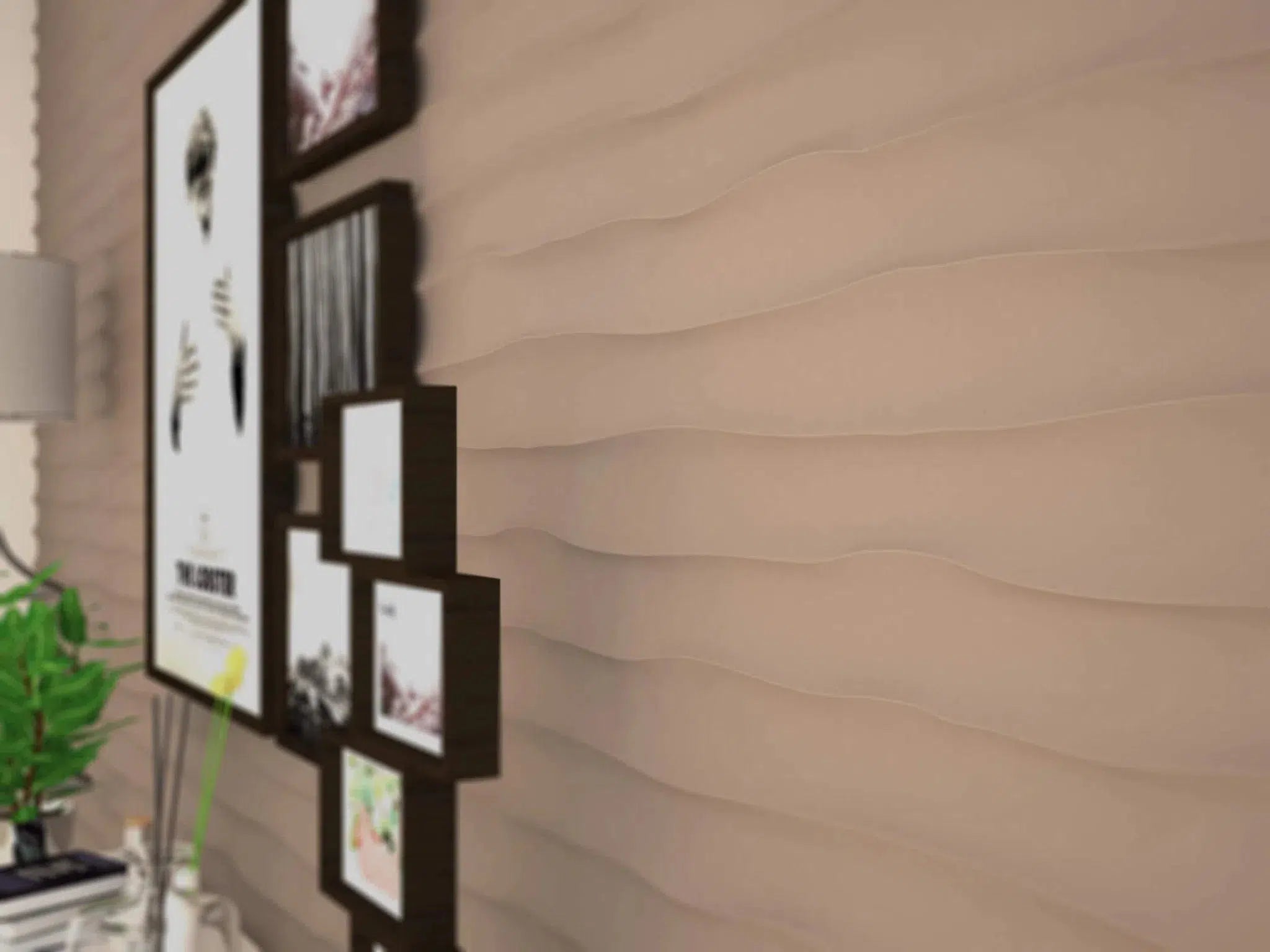 WAVES Polystyrene Wall Art – 3D Decorative Panels beige colour closeup DecorMania.eu