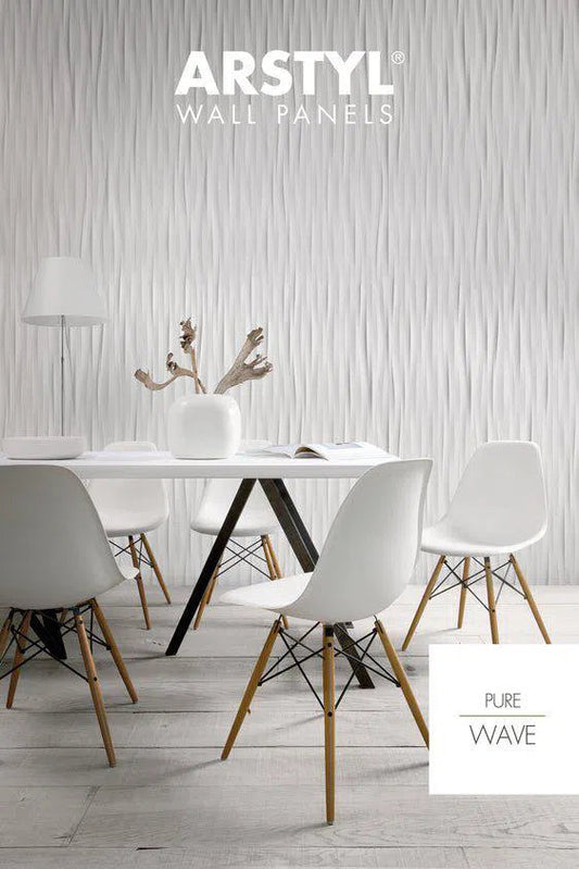 WAVE 3D Polyurethane Wall Art Panel in white colour dining room DecorMania.eu