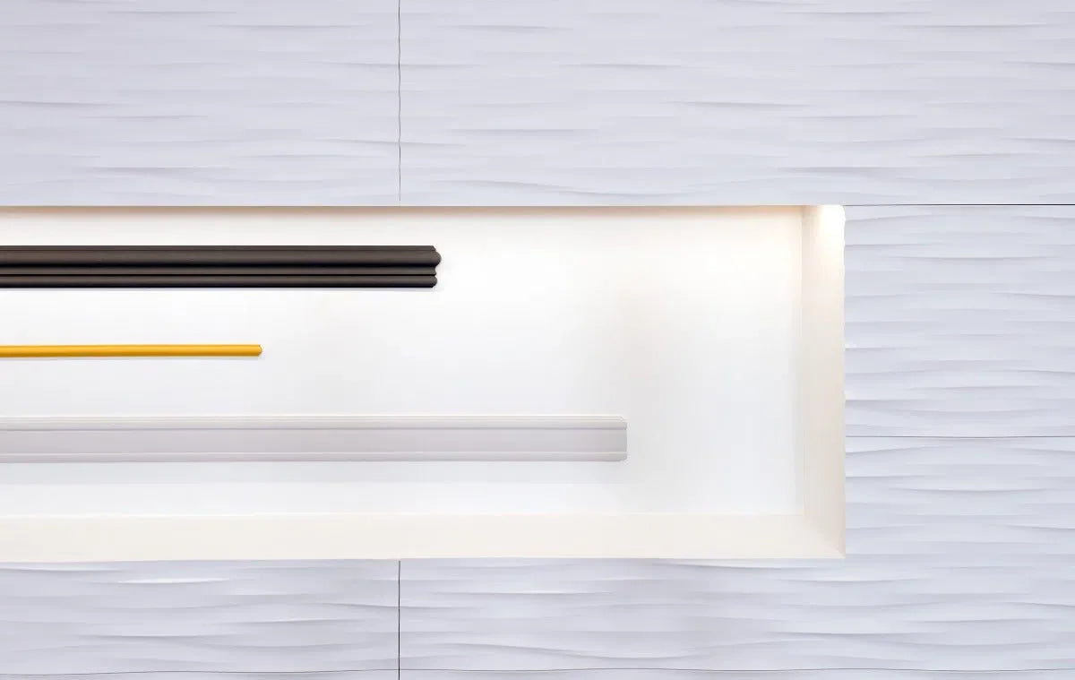 WAVE 3D Polyurethane Wall Art Panel white colour closeup DecorMania.eu