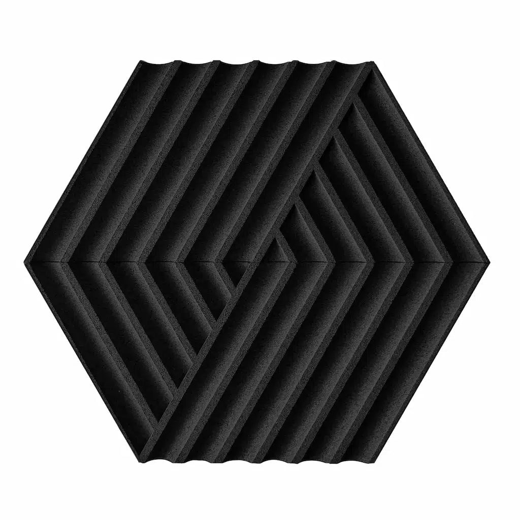 WEAVE 3D Cork Acoustic Wall Panels on white background BLACK DecorMania.eu