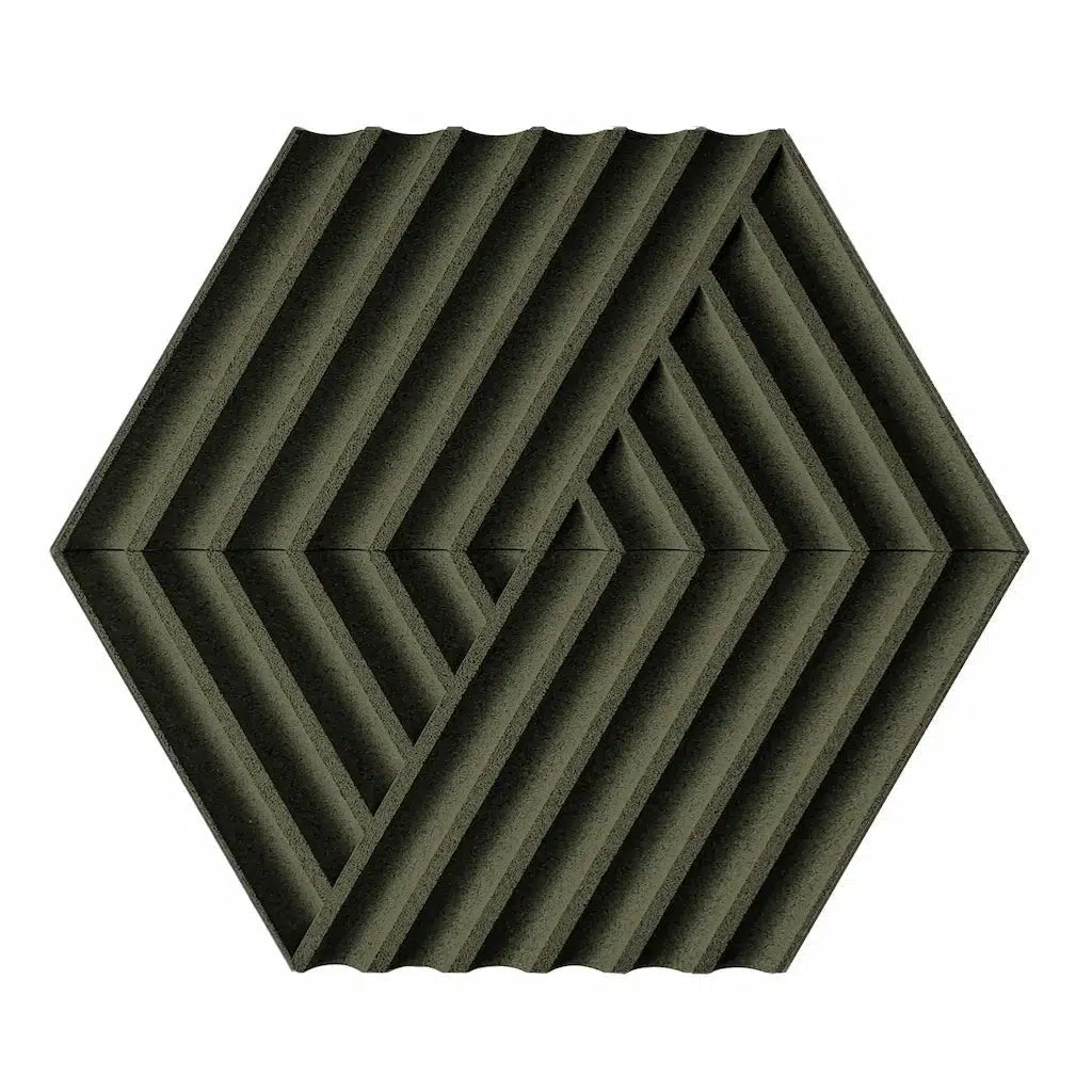 WEAVE 3D Cork Acoustic Wall Panels on white background DARK GREEN DecorMania.eu