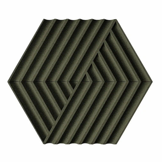 WEAVE 3D Cork Acoustic Wall Panels on white background DARK GREEN DecorMania.eu