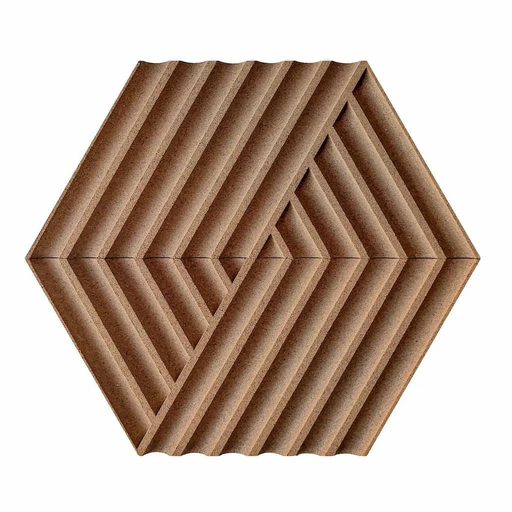 WEAVE 3D Cork Acoustic Wall Panels on white background NATURAL DecorMania.eu