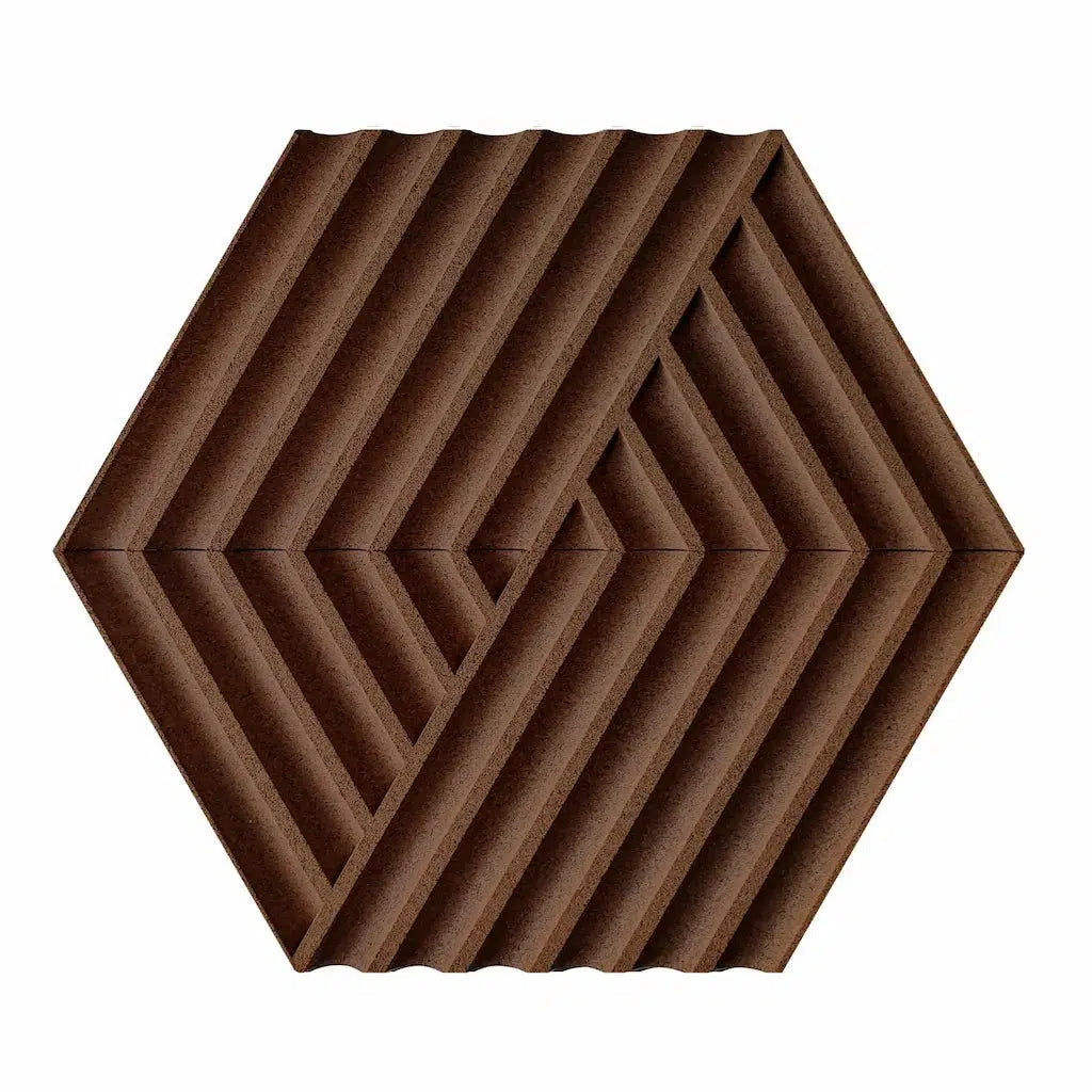 WEAVE 3D Cork Acoustic Wall Panels on white background BROWN DecorMania.eu