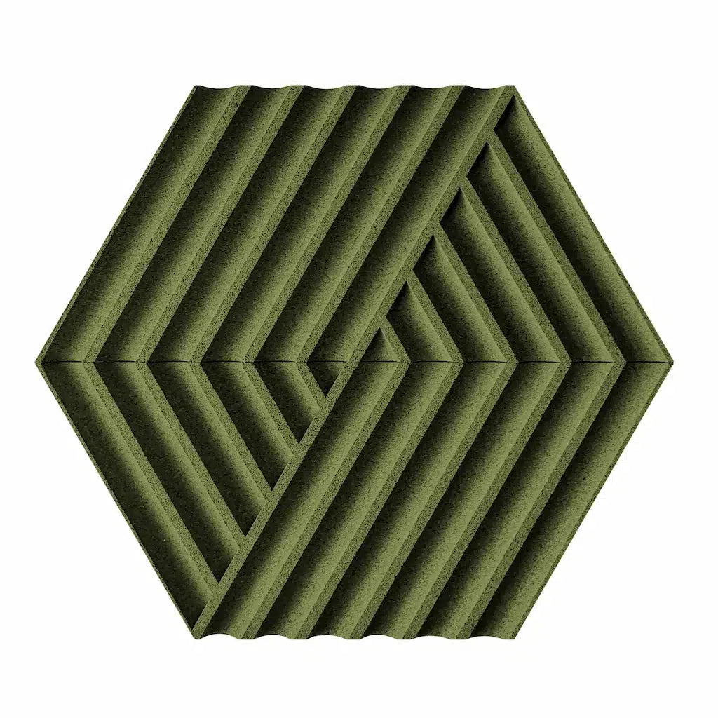 WEAVE 3D Cork Acoustic Wall Panels on white background GREEN DecorMania.eu