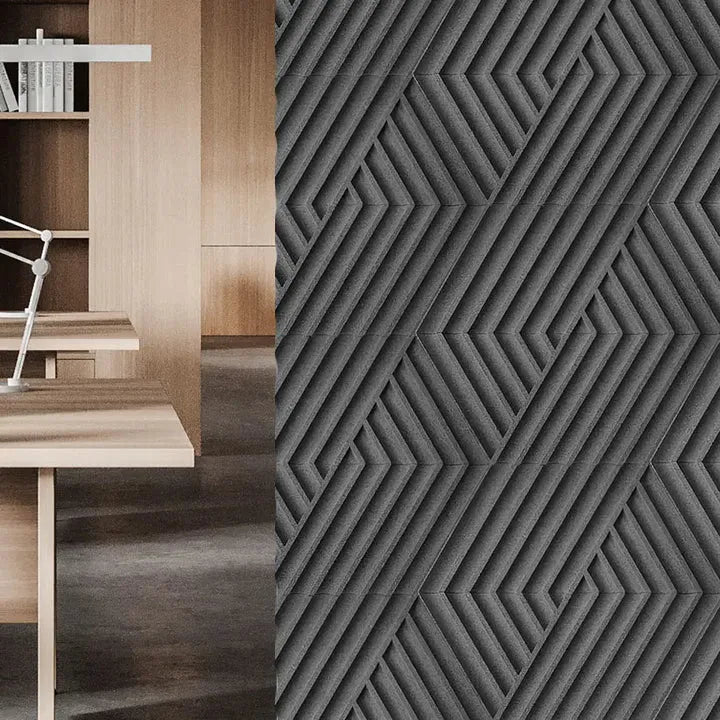 WEAVE 3D Cork Acoustic Wall Panels in grey colour interior DecorMania.eu